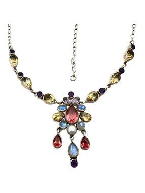 Nicky Butler Necklace Multi Gemstone Multicolor Sterling Silver 16 to 18 Inch